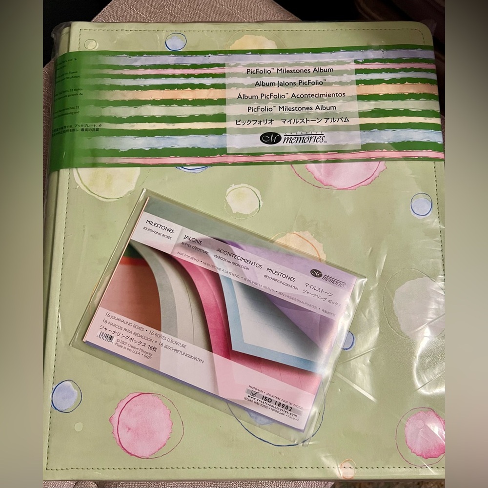 Green PicFolio Milestones Album with Colorful Dots by Creative Memories